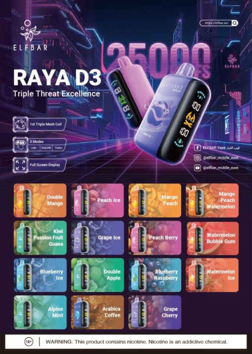 Buy Elf Bar Raya D3 25000 Puffs